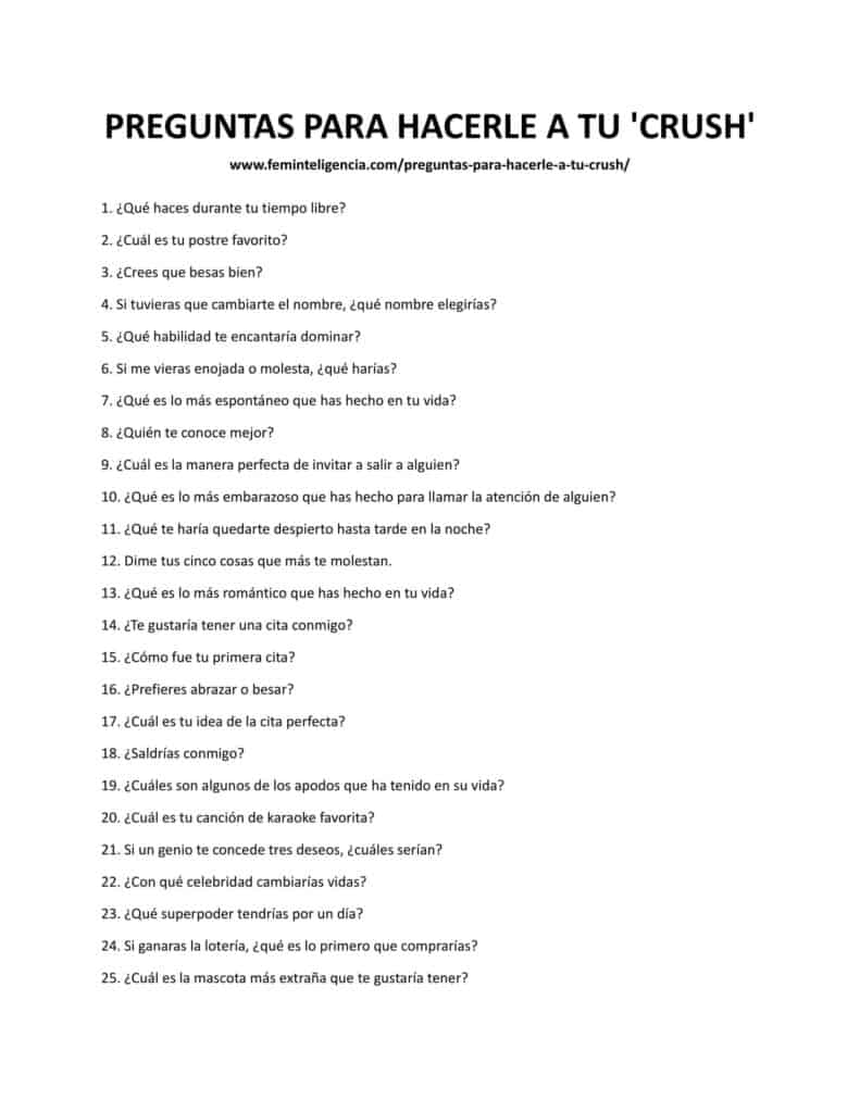 Las 57 Mejores Preguntas Para Hacerle A Tu 'crush': Conócelo Mejor